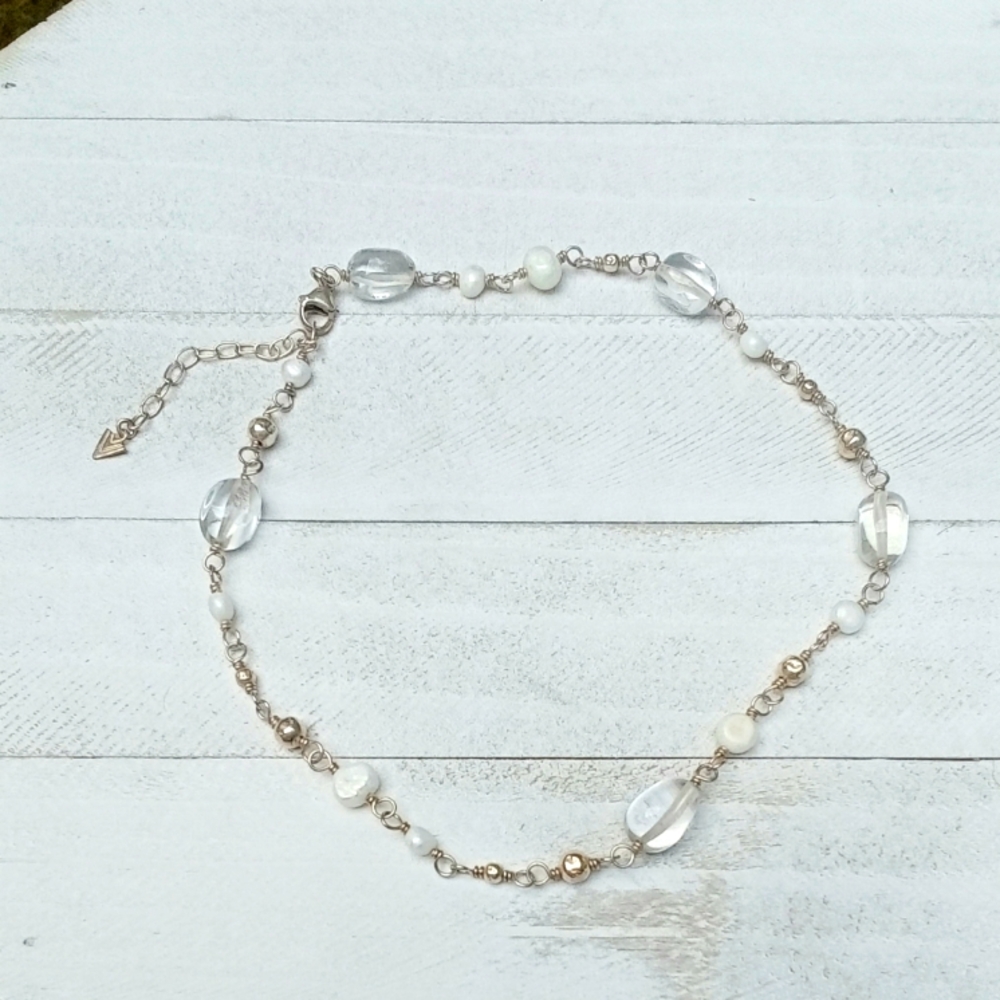 Silpada sterling silver crystal,  pearl, sterling bead necklace